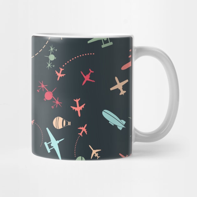 Black Airplane and Aviation Pattern by parazitgoodz